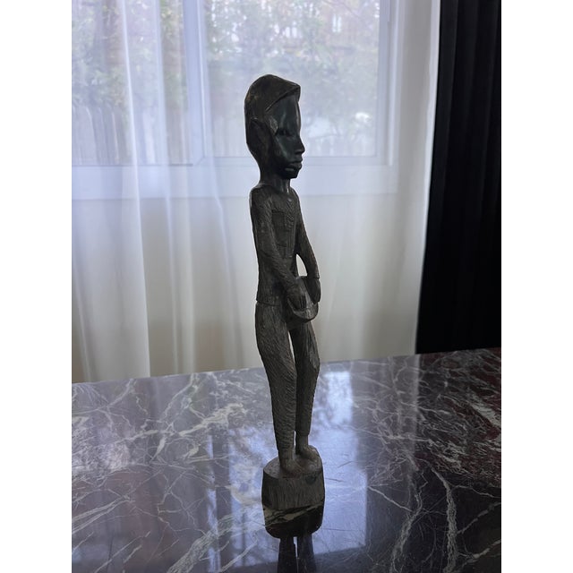 1970s African Hand Carved Man Sculpture For Sale In San Francisco - Image 6 of 7