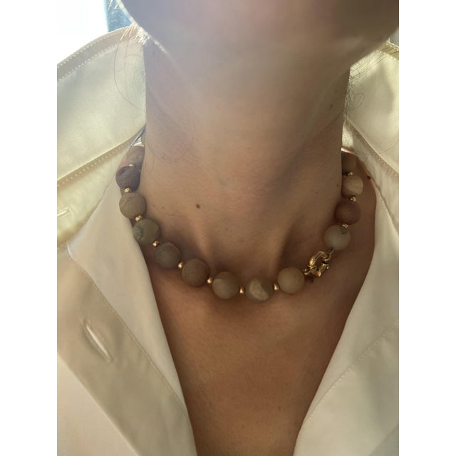 Metal Natural Brown Pink Rutilated Quartz Round Circle Sphere Beads 14 Karat Yellow Gold For Sale - Image 7 of 9