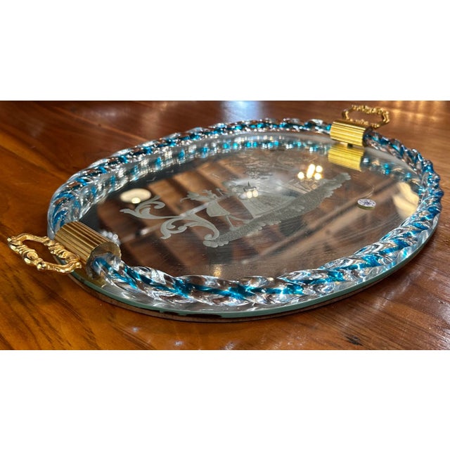 A Vintage Italian Murano Tray by Venini from the 1940s showcases the timeless elegance of Venetian glassmaking. Crafted by...