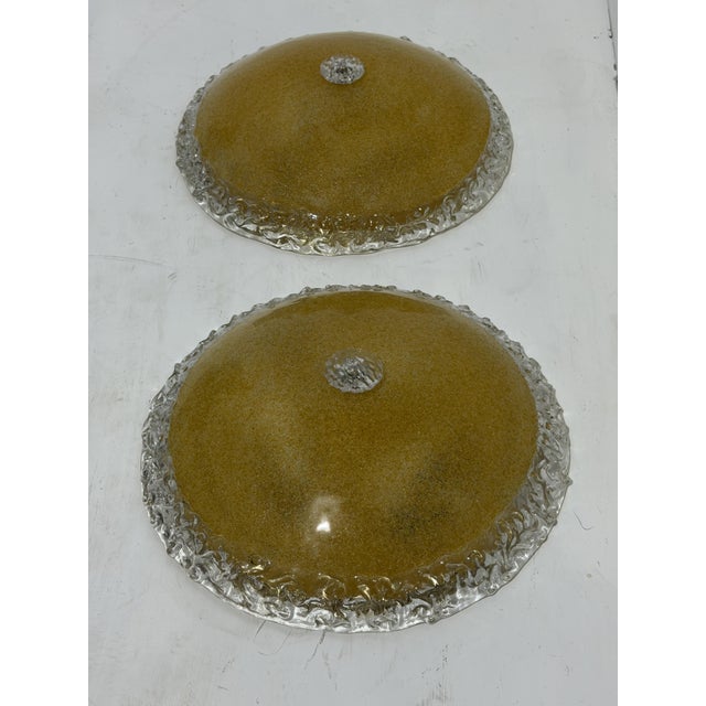 Large Gold Murano Glass Ceiling Lights, 1980s., Set of 2 For Sale - Image 4 of 11