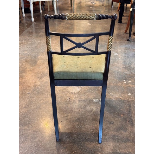 Set of Six 19th Century Black and Gilt X-Back Side Chairs For Sale - Image 9 of 10