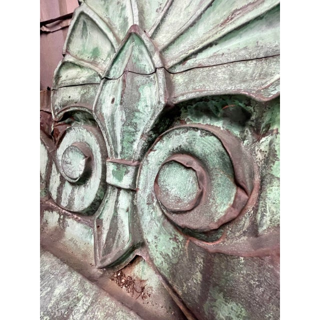Metal Antique Oxidized Copper Building Fragment Beaux-Arts Style Repousse For Sale - Image 7 of 12