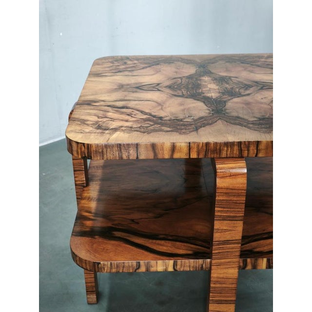 Art Deco Walnut 2-Tier Coffee Table, Former Czechoslovakia, 1930s For Sale - Image 3 of 13