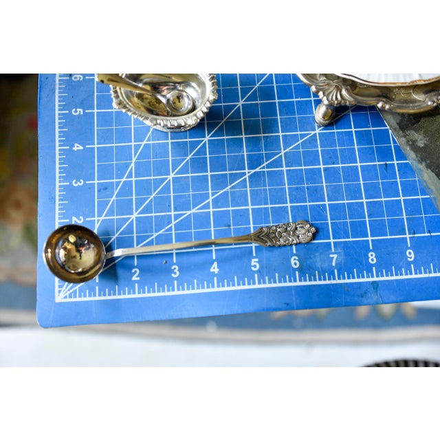 Vintage Arias Peru Sterling Silver Sugar or Condiment Spoon, Floral Repousse, 6.5 Inch For Sale - Image 13 of 15