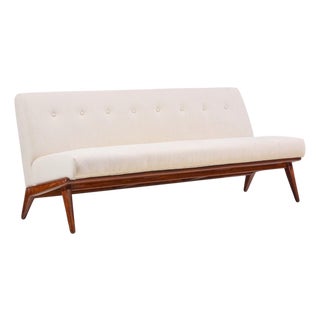 Jens Risom for Knoll Mid Century Walnut Settee Sofa For Sale