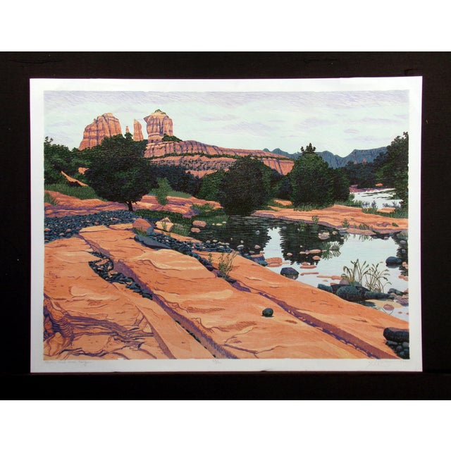 "Lower Oak Creek Canyon" by Gordon Mortensen Limited Edition Reduction Woodcut Hand Signed by the artist Paper Size: 24" x...