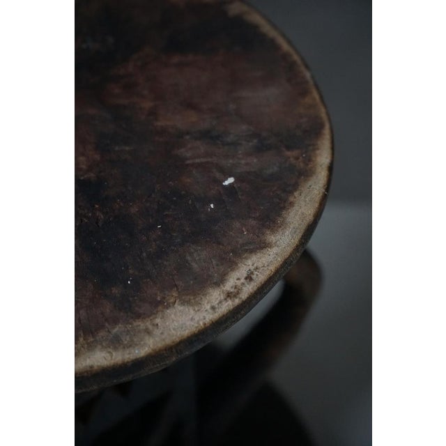 20th Century Carved Tonga Hardwood Stool with Geometric Motifs, 1960s For Sale - Image 11 of 16