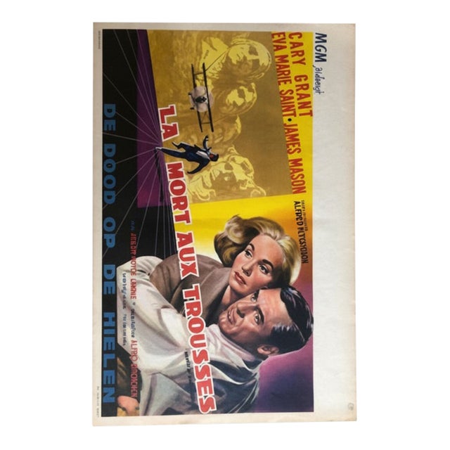 Original 1959 Alfred Hitchcock 'North by Northwest' (La Mort Aux Trousses) Belgian Movie Poster For Sale