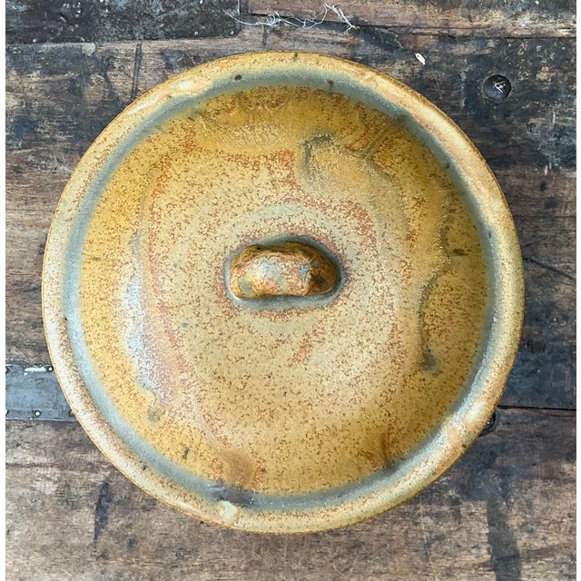 Goldenrod Vintage Original Studio Pottery Lidded Bowl For Sale - Image 8 of 12