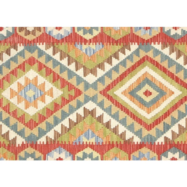 Contemporary Afghan Maimana Kilim Runner. Hand woven with wool on wool foundation by the Maimana tribes of Northern...