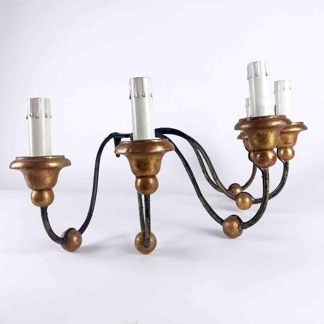 Metal Antique Iron 5-Light Wall Lamp For Sale - Image 7 of 9