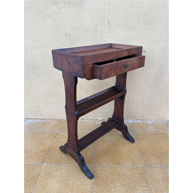 Antique Spanish Rustic Worktable with Tray Top and Drawer, 1910s For Sale - Image 3 of 8