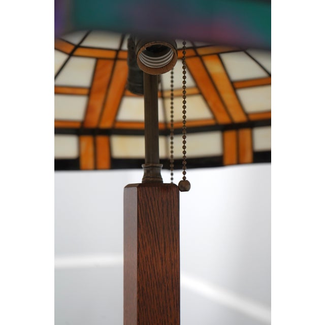 Stickley Arts & Crafts Slag Glass Table Lamp For Sale In Philadelphia - Image 6 of 13