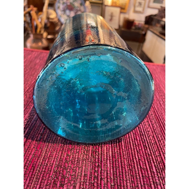 French Antique French Aqua Glass Apothecary Jar Acidum Tannic For Sale - Image 3 of 6