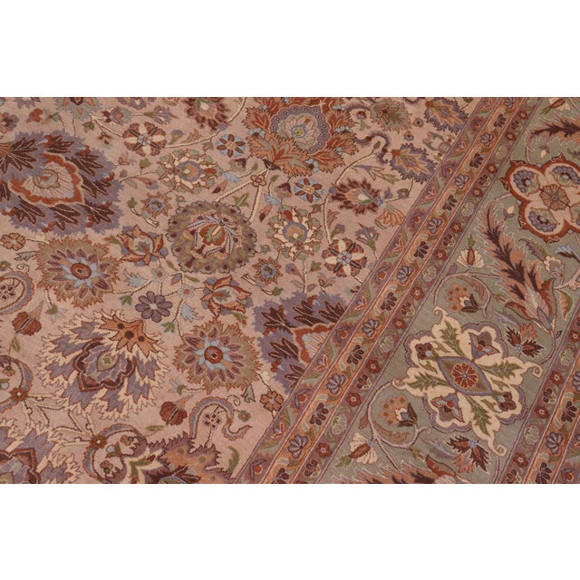 1990s Boho Chic 1990's Pak-Persian Tan/Green Wool Rug - 9'3'' X 12'5'' For Sale - Image 5 of 9