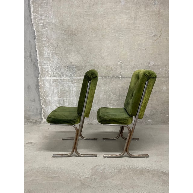 Metal Pair of Vintage 1970’s MCM Tubular Metal Frame Dining Chairs For Sale - Image 7 of 15