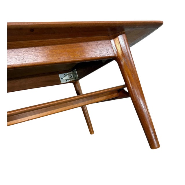Brown Mid-Century Danish Modern Teak Coffee Table W/Magazine Shelf - Refinished For Sale - Image 8 of 9