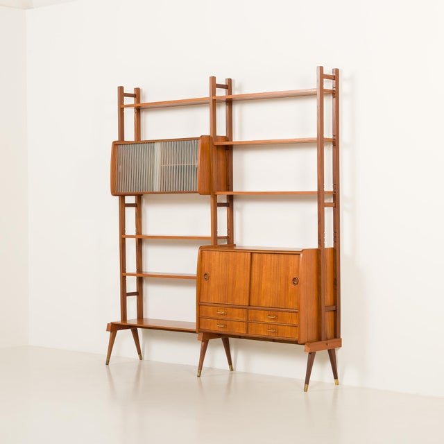 Scandinavian Free-Standing Teak Wall Unit, Norway, 1960s For Sale - Image 4 of 18