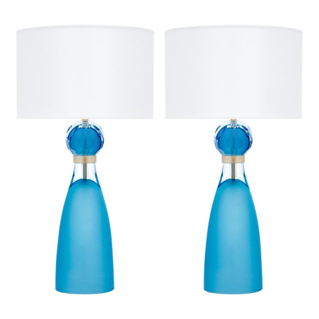 Murano Glass Aqua Blue Lamps For Sale