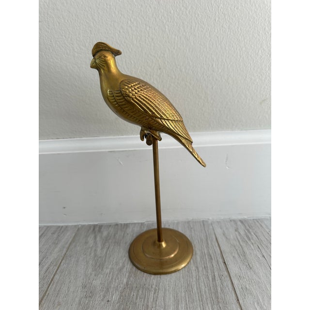 Contemporary 1980s Brass Bird on a Perch For Sale - Image 3 of 5