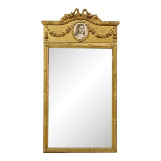 Antique French Louis XVI Style Carved Giltwood Mirror For Sale