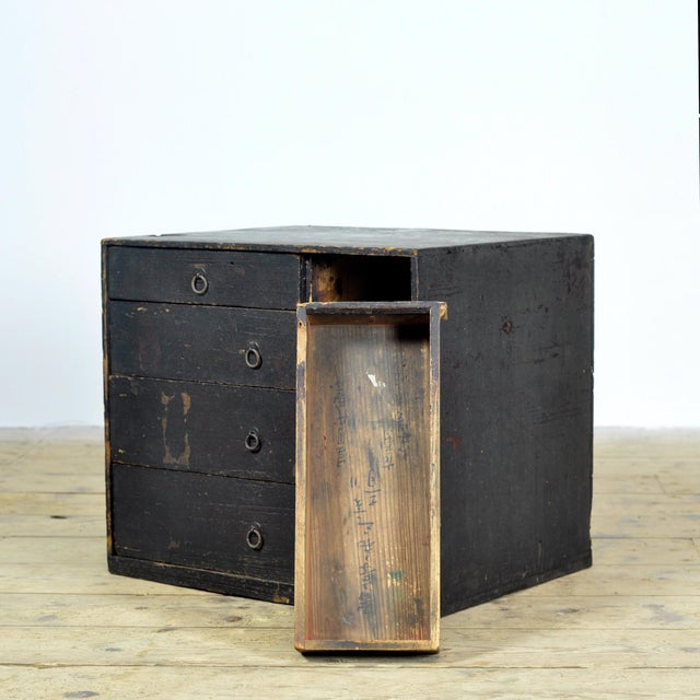 Wood Small Antique Japanese Chest of Drawers, 1900 For Sale - Image 7 of 11
