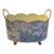 Vintage Handmade Blue White Toile Metal Cache Floral Planter Vessel For Sale