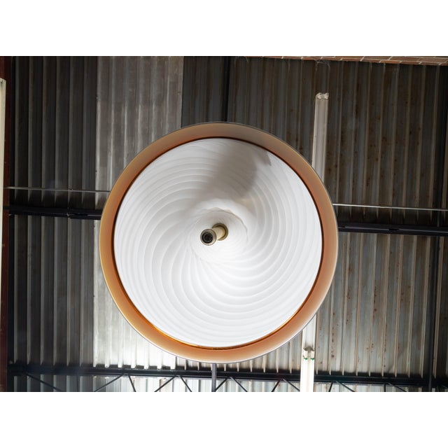 Mid 20th Century Italian Mid Century Modern Murano Glass White Light Fixture with Twirling Motifs, Wired For Sale - Image 10 of 11