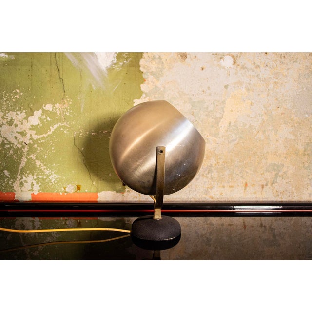 Italian 1960s Aluminum and Cast Iron Table Lamp For Sale - Image 6 of 6