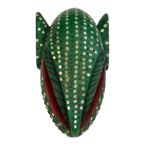 African Large Old Colorful Leopard Mask Bozo Bamana 14.5" H