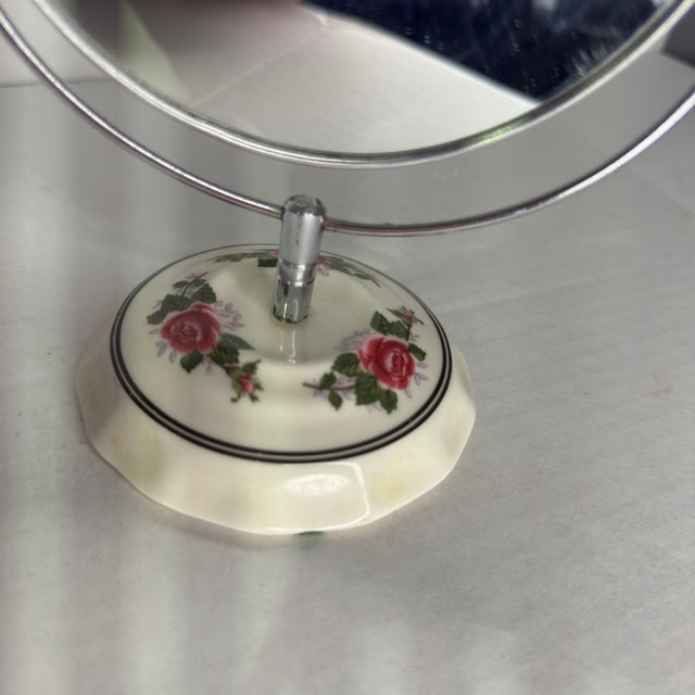 1960s Mid 20th Century Porcelain Base Vanity Mirror For Sale - Image 5 of 8