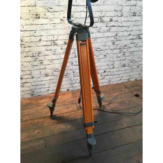 Vintage Industrial Enameled Tripod Reflector Lamp, 1950s For Sale - Image 4 of 10