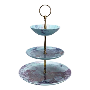 Mid-Century Atomic Marbled Turquoise 3-Tier Serving Platter Centerpiece