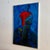 This mid-century modern figurative expressionist oil painting features a powerful, heavily textured composition dominated...