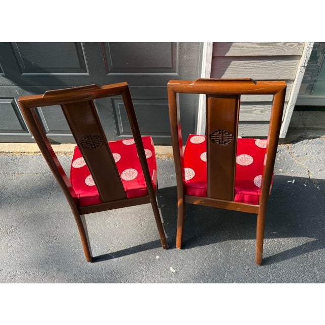 Brown Rosewood Dining Chairs 1960s Asian Ming Chinoiserie Lot of 2 For Sale - Image 8 of 9