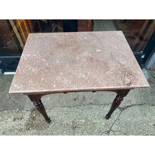 19th Century Sheraton Style Mahogany Marble Top Side Table. For Sale - Image 10 of 12