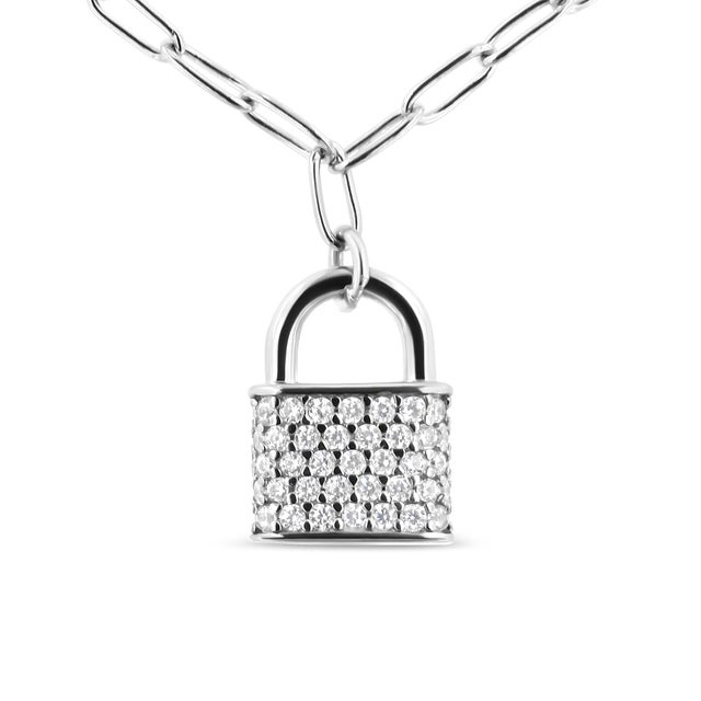 This exquisite pendant necklace is crafted from top-quality .925 sterling silver and boasts a stunning 1/4 cttw diamond...