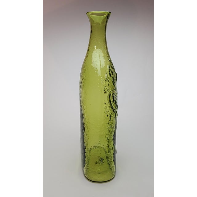 Beautiful, large green embossed butterfly vase bottle made by Blenko Art Glass Company in 2006 exclusively for the members...