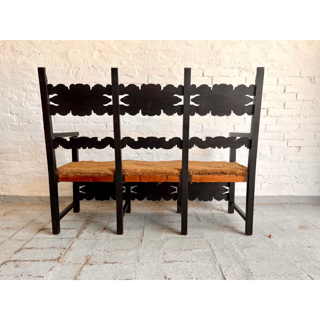 Vintage Italian Bench with Carvings, 1930s For Sale - Image 4 of 10