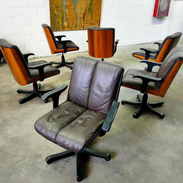 Vintage Wood and Leather Armchair, Italy, 1970s For Sale - Image 6 of 6