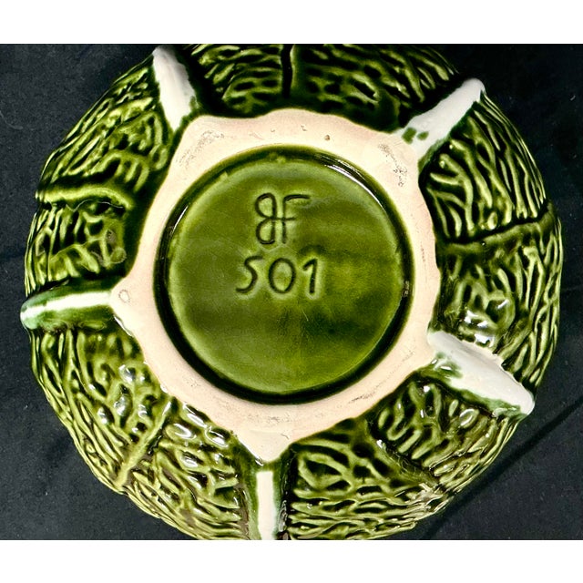 Majolica Cabbage Leaf Soup Tureen With Lid and Underplate For Sale - Image 9 of 11