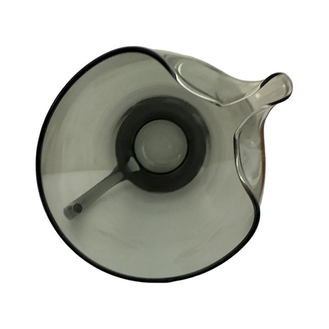 1960s Mid-Century Modern Morgantown Glass “Normandie” Smoke Gray Pitcher & Six Glasses - 7 pcs For Sale In West Palm - Image 6 of 10