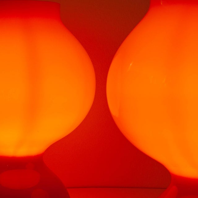 Space Age Orange Mushroom Table Lamps, 1960s, Set of 2 For Sale - Image 9 of 13