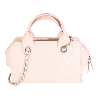 Pink Quilted Caviar Small Deauville Bowling Handbag For Sale