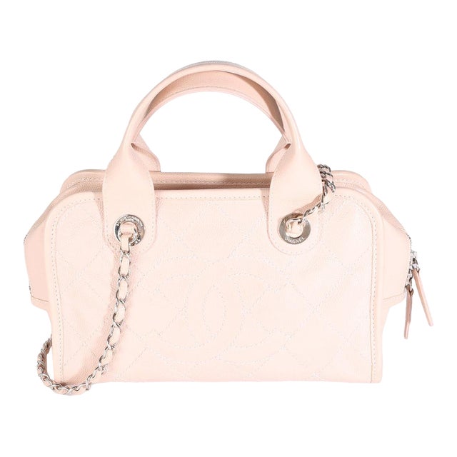 Pink Quilted Caviar Small Deauville Bowling Handbag For Sale