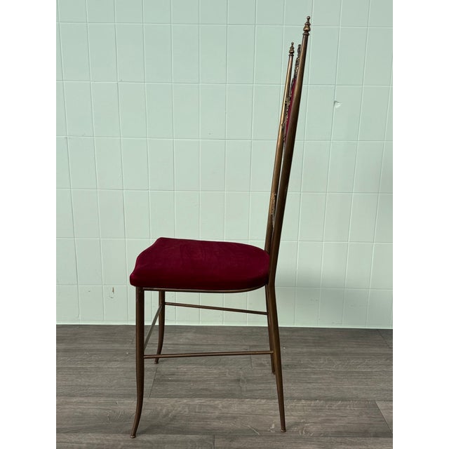 Vintage Chiavari Chair in Brass and Velvet, 1960s For Sale - Image 6 of 17