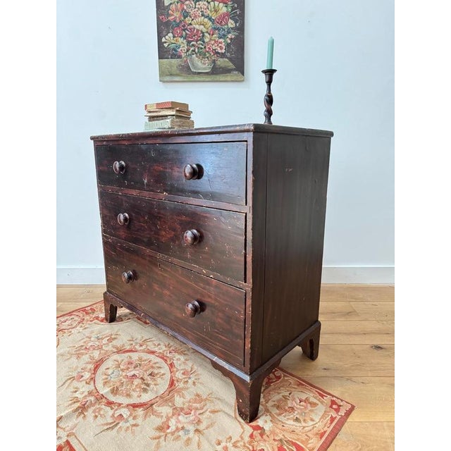 19th Century Dark Scumbled Pine Chest of Drawers For Sale - Image 6 of 9