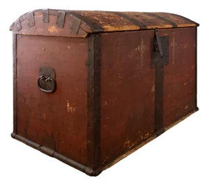 Large 19th Century Domed Immigrant Coffer Trunk Dated Modd 1854