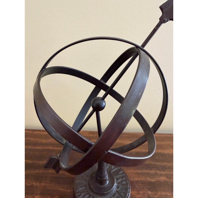 Late 20th Century Late 20th Century Black Iron Armillary Globe Sculpture – Traditional Landscape & Garden Decor For Sale - Image 5 of 9