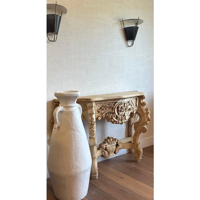 Late 20th Century Large Sculptured Hand-Crafted White Terracotta-Clay Pottery Vessel For Sale - Image 5 of 13